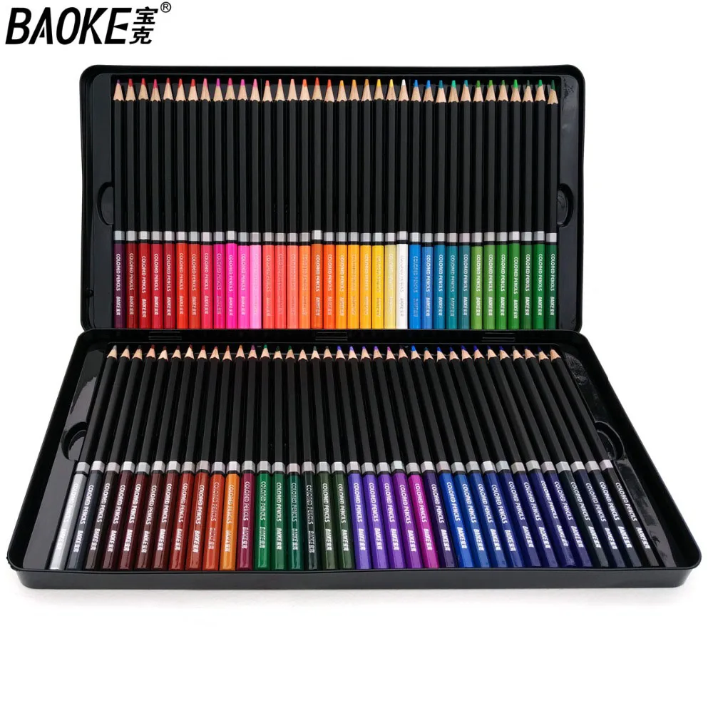

Baoke 24/36/48/72 Professional Oily Color Pencils Lapices de colores for Coloured Drawing Pencil Set Sketch Pencils Art Supplies