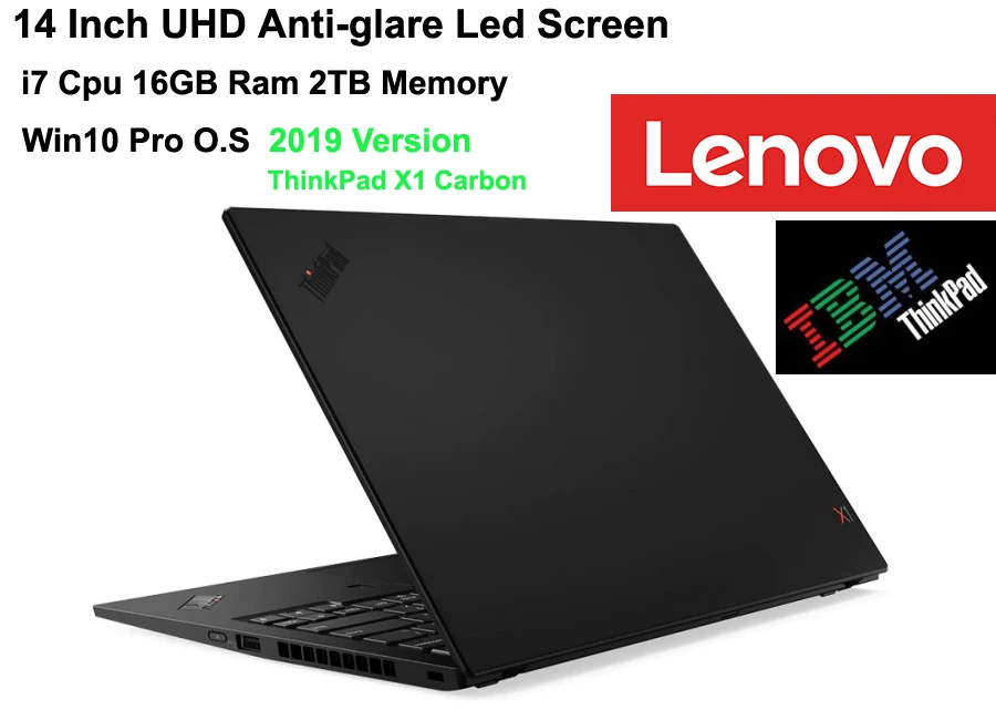 Лучший ноутбук lenovo бизнес ThinkPad X1 Carbon с 2x портами ThunderBolt 3,0 14 дюймов UHD экран i7 16 Гб 2 ТБ Win10 Pro O.S