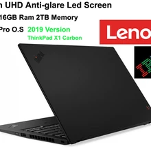 Лучший ноутбук lenovo бизнес ThinkPad X1 Carbon с 2x портами ThunderBolt 3,0 14 дюймов UHD экран i7 16 Гб 2 ТБ Win10 Pro O.S