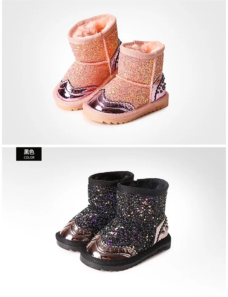 WENDYWU; Новинка; шикарные зимние сапоги для девочек; модельная обувь с мехом; детские угги; обувь для маленьких девочек