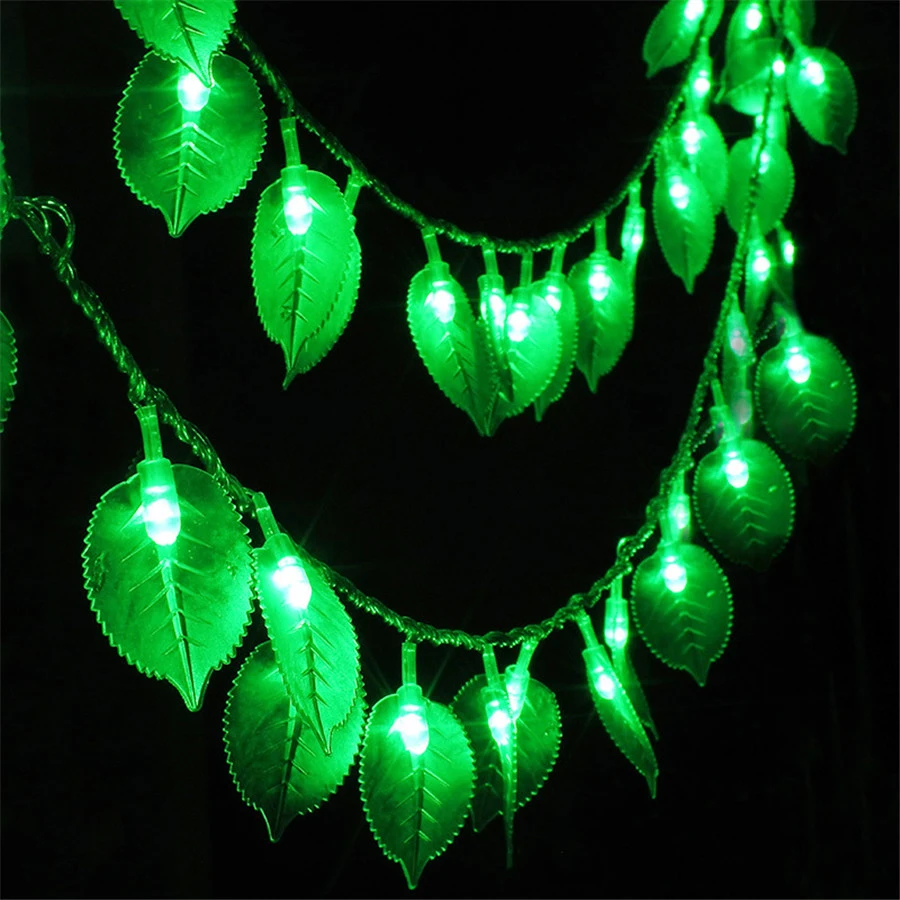 

SVELTA 10M 80/100Leds Green Leaf AC Battery Powered String Lights Gerlyanda Decorative LED Christmas Lights Garland Garden Decor