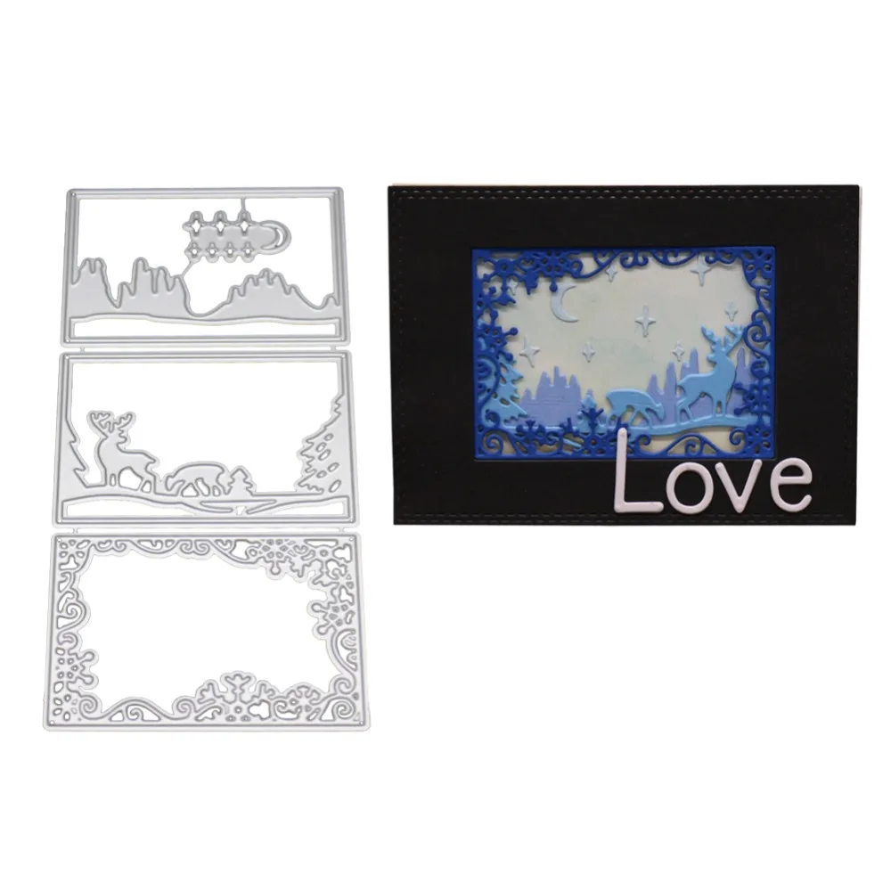 

3PCS Rectangle frame Metal Cutting Dies Stencils For DIY Scrapbooking Embossing Paper Wedding Cards Die Cuts Photo Album Making