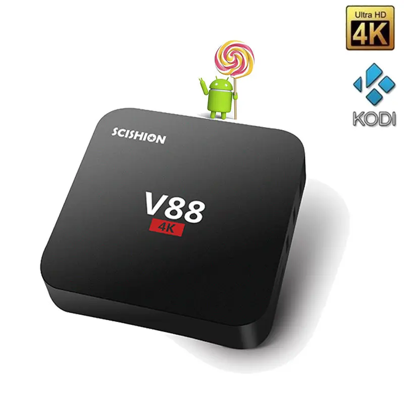 Приставка Смарт ТВ V88 4K Android 6 0 Rockchip 3229 1 ГБ/8 ГБ 4 USB 2 4G Wi Fi четырехъядерный процессор