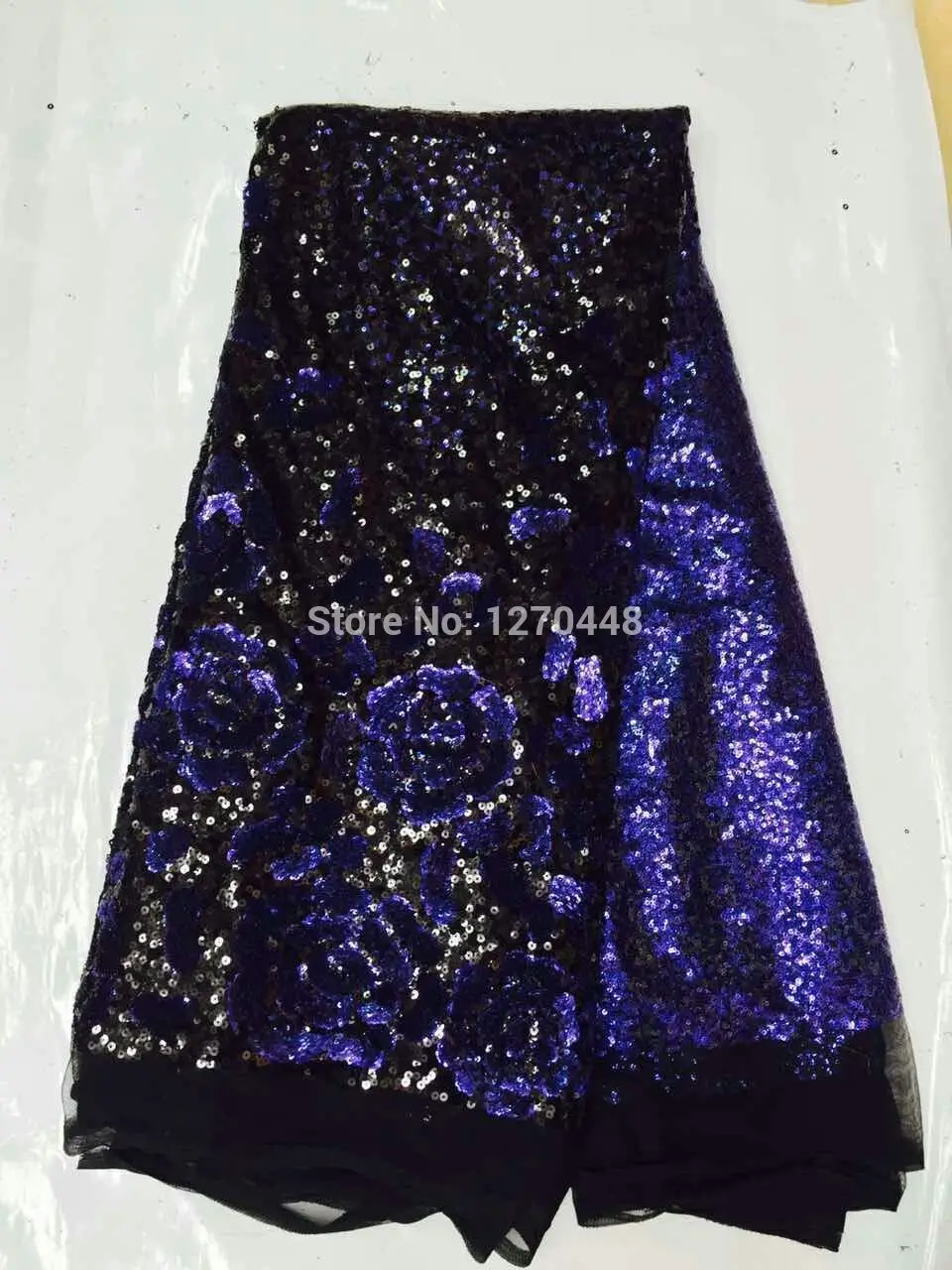 

bluish violet+black Allovered Sequins lace fabric sequined embroidery fabric African lace fabric