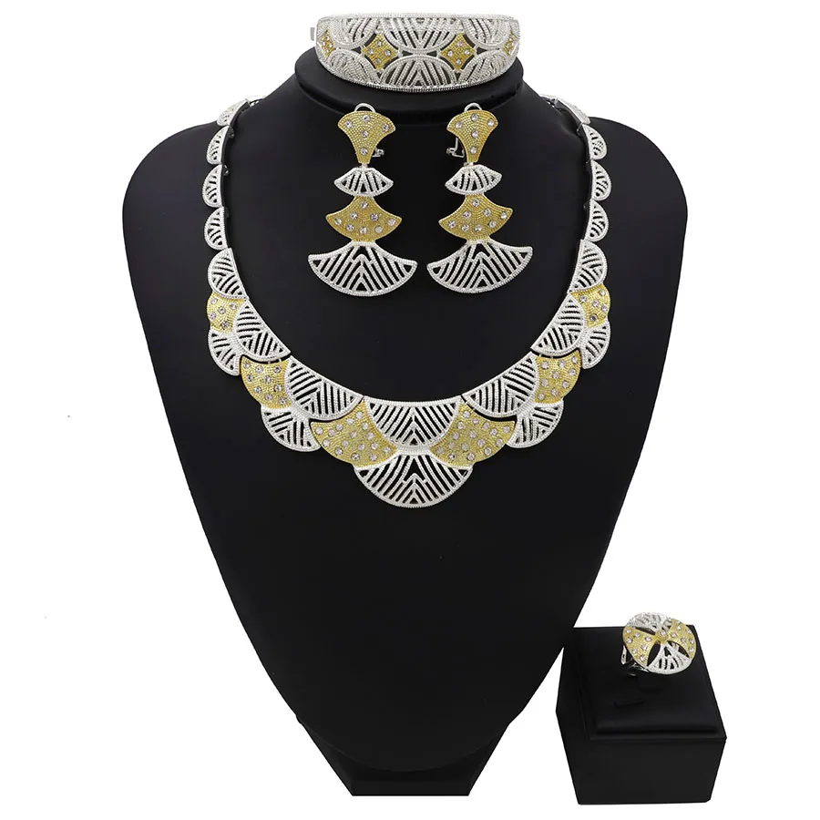 

TSROUND New Exqusite Jewelry Set Gold Color Plated Nigerian Wedding African Beads Costume Design