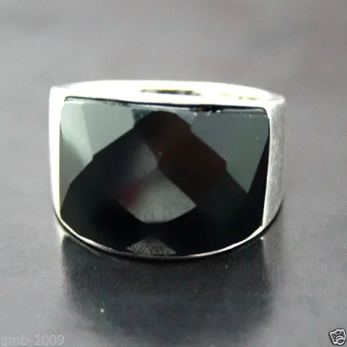 

Hot sale new Style >>>>VINTAGE NATURAL FACETED BLACK stone ONYX 925 STERLING SILVER RING SIZE 7/8/9 10#