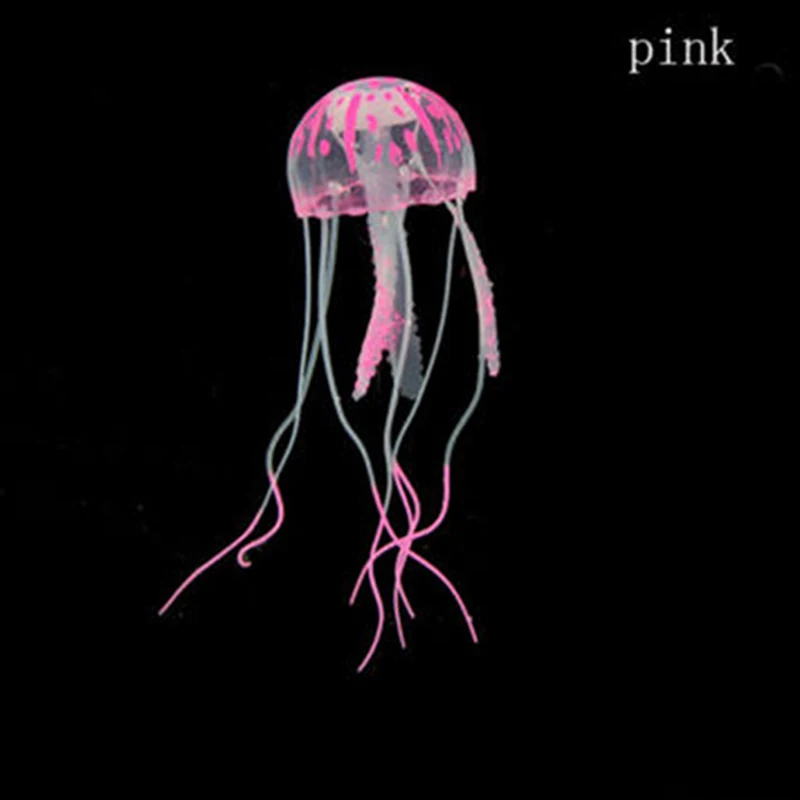 1PC Silicone Fish Simulation Artificial Jellyfish Glowing Ornaments Fish Tank Aquarium Decoration odorless Aquarium Accessories 9