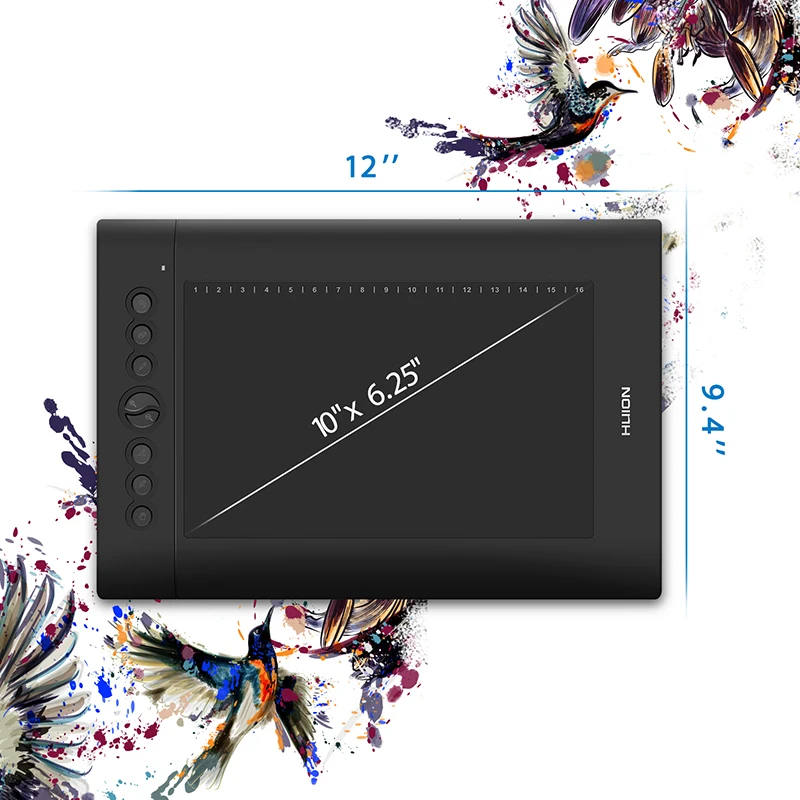 Huion H610 PRO V2 цифровые графические планшеты, дизайн художника, планшет для рисования, функция наклона, ручка без батареи, планшеты для Win и Mac