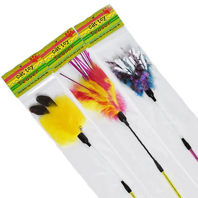 Title 1, Funny Spiral Pet Cat Toys Colorful Feather Teas...