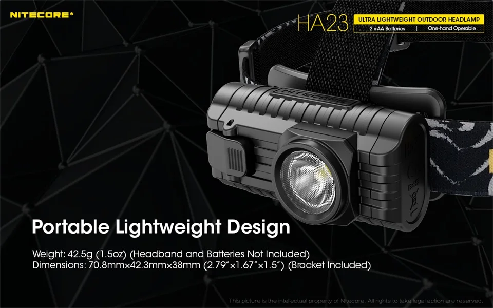 NITECORE HA23 CREE XP-G2 S3 светодиодный налобный фонарь 2AA Портативный облегченная конструкция прочная, поликарбонатная материалы фонарик уличный