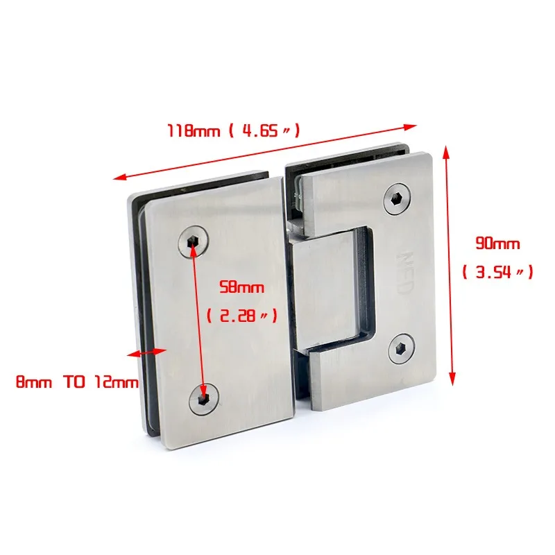 2 шт NAIERDI-4904 180 градусов шарнир 304 нержавеющая сталь настенное крепление стекло душевая дверь петли для мебель для домашней ванной комнаты фурнитура