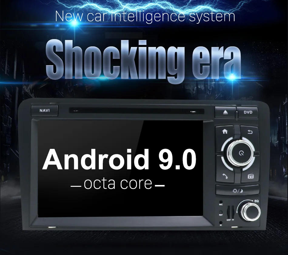 Top Eunavi Android 9.0 CAR DVD GPS 2G+32G 2 DIN For Audi A3 8P 2003-2012 S3 2006-2012 RS3 Sportback 2011 multimedia player 8 Cores 1