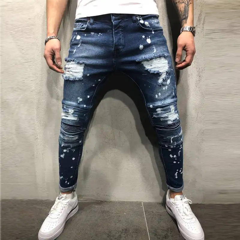 distressed stretch jeans