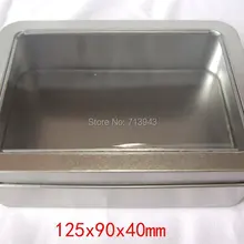 Размер: 125x90x40 коробка для ювелирных изделий/Подарочная Оловянная коробка/металлическая упаковочная коробка с пластиковым отверстием и без окна ПВХ