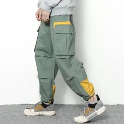 2018 Демисезонный Новый Уличная джоггеры Для мужчин хлопок хип-хоп шаровары Штаны Для мужчин Мульти-карман Повседневное пот Штаны брюки Для