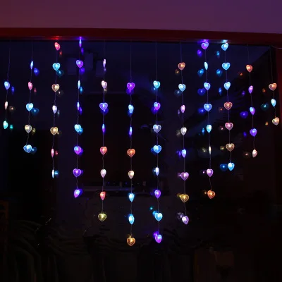 

2M Love Heart Shape LED String Lights Fairy Lights Holiday Christmas Wedding Decoration Curtain String Lamp EU 220v 78leds