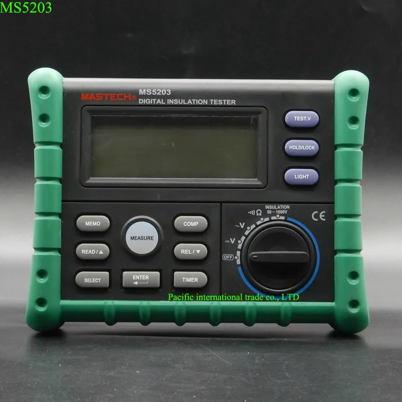 

Digital Insulation Resistance Tester MASTECH MS5203 Multimeter Megger 0.01 Mohm to 10.00 HV meter 50V-1000V output