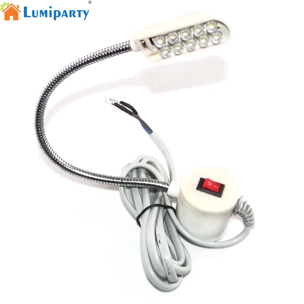 

LumiParty 10 LED Beads Sewing Machine Work Light White Light Flexible Gooseneck Lamp Magnetic Mounting