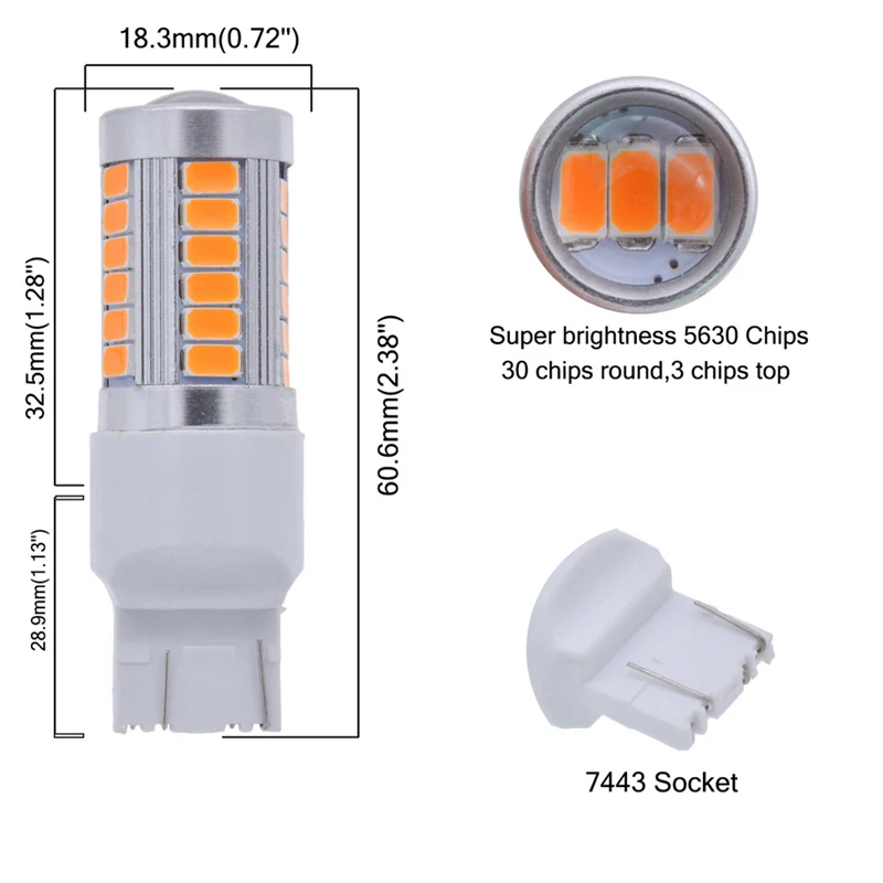 Katur 4 шт. T20 7443 7440 7444NA 992 светодиодный автомобильный светильник 5630 SMD светодиодный лампочка Camper Corner тормоза резервный светильник красный янтарь