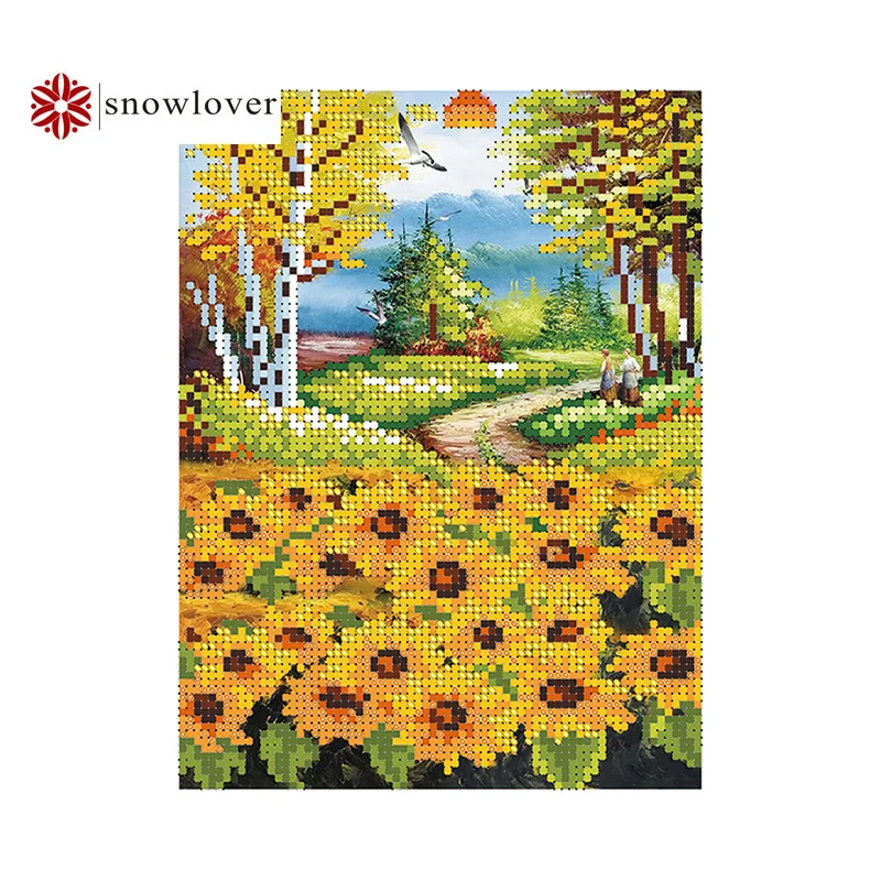 

Snowlover,Beads Needlework DIY Bead Cross Stitch Embroidery Precise Printed Painting Religion Pattern cross stitching sunflower