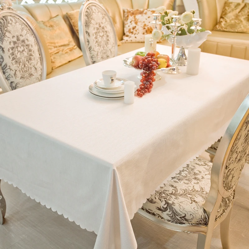 

Fashion European Creamy-White Old Bark Rectangle Tablecloths Hotel Dining White table Cloth For Rectangular Tables