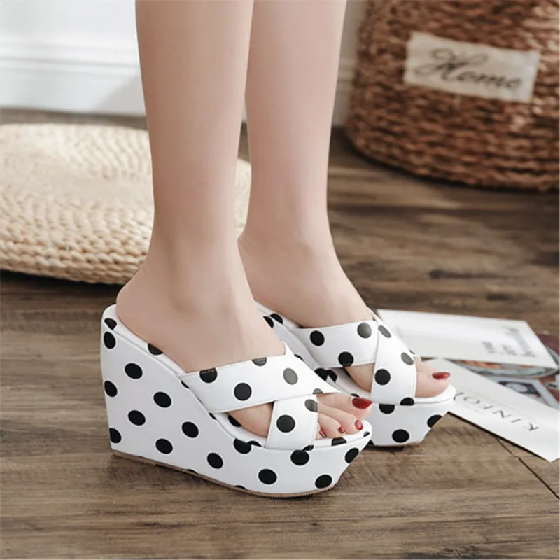 

Polka Dot Wedge Sandals Women High Heels Fashion Platform Sandals Women Slides Casual Summer Shoes For Women Pumps