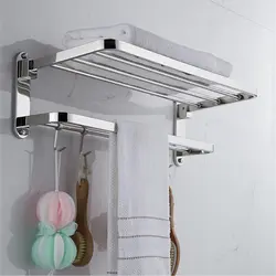 Оптовая продажа полотенец для ванной комнаты складной 304 нержавеющая сталь хромированный держатель для полотенец Настенный 40-60 см Полка
