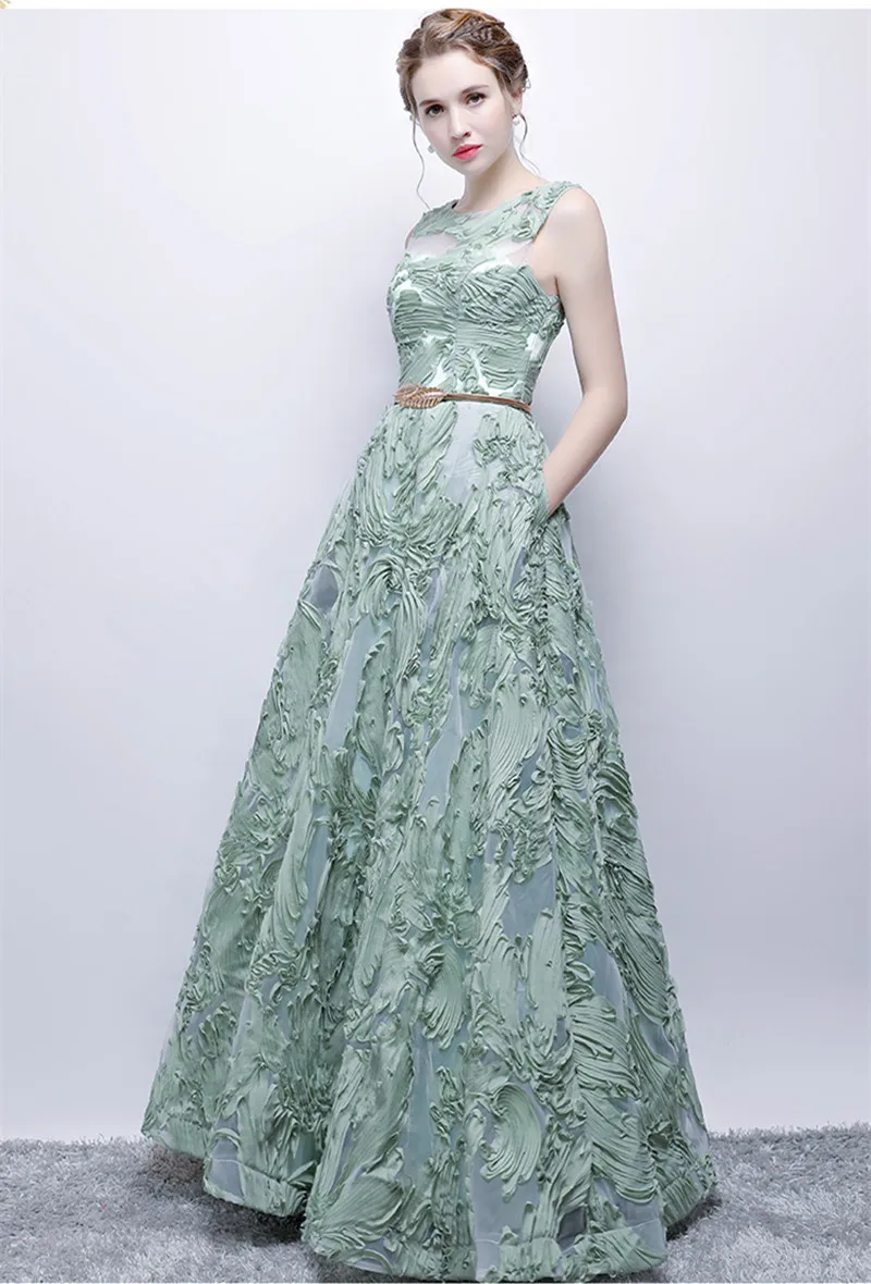 Вечернее платье для банкета, элегантное вечернее платье SOCCI Weekend, новое свежее зеленое кружевное платье без рукавов в пол, вечернее платье