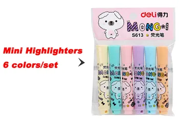 

Mini 6-color Highlighter Marker 6 pens/box, Chisel tip, cute animial, YGB00027