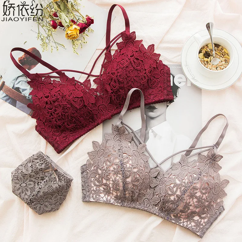 Комплект женского нижнего белья с треугольными чашками и вышивкой|bra set|bra set brandbrand