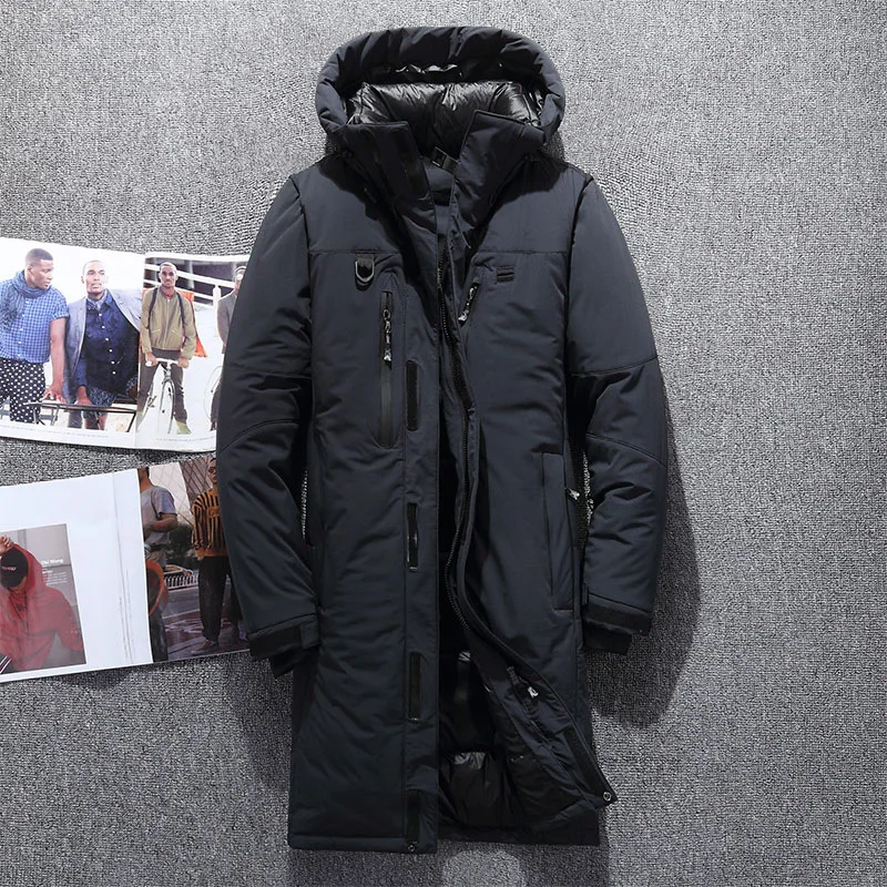 

2019 Men's Winter Jacket X-Long Down Coats Men White Duck Down jacket Male Slim Fit Warm Parka High Quality Long Coat