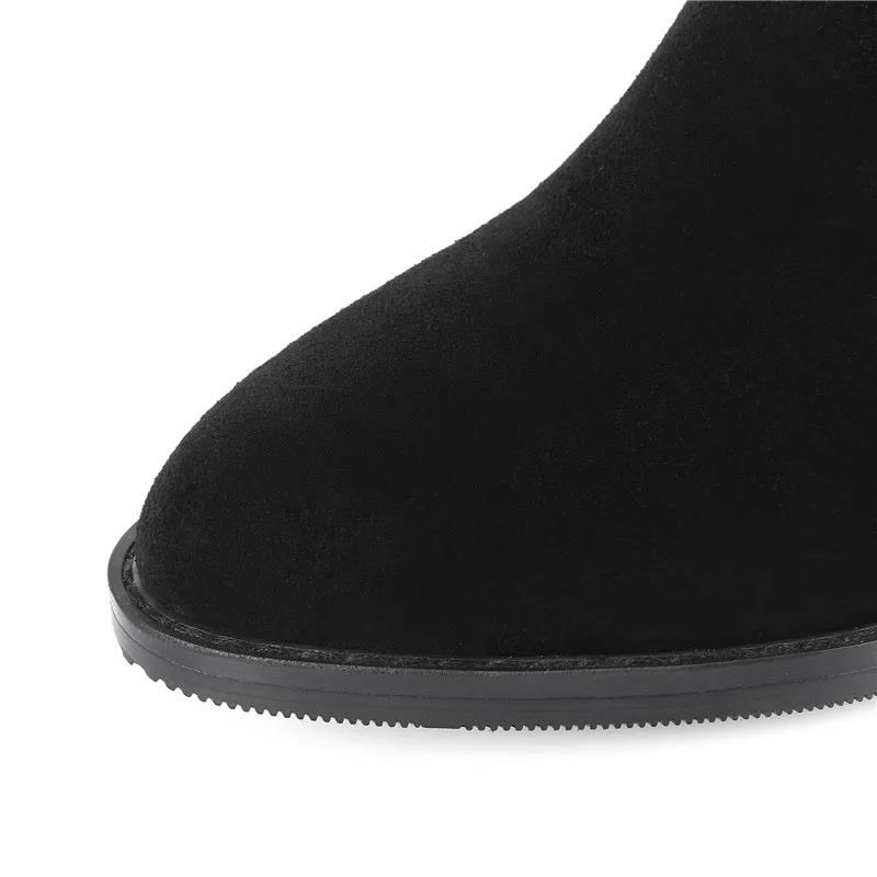 ASUMER/Новое поступление; женские ботинки; Черные Сапоги выше колена из коровьей замши на молнии; ботинки со стразами; сезон осень-зима; элегантная обувь; большие размеры 32-45