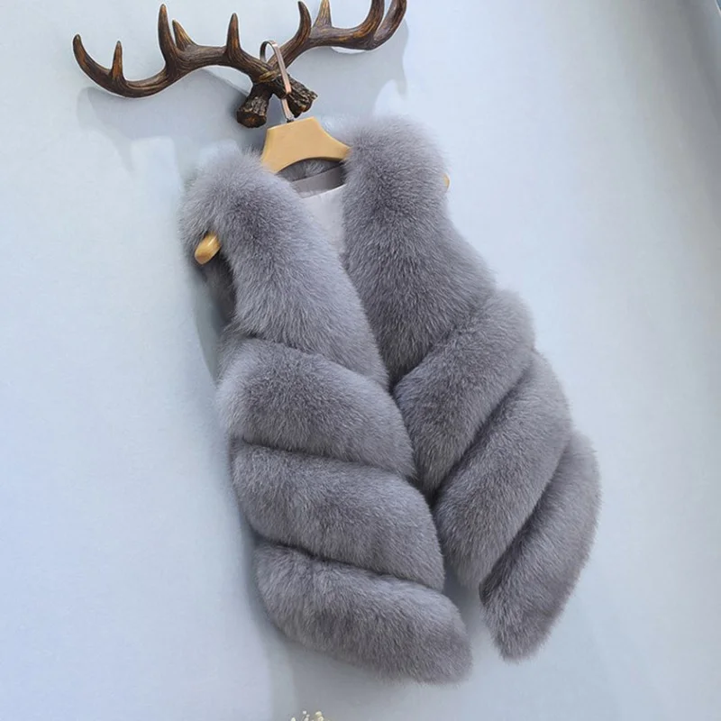 Faux Fur Coat Women 2018 Winter Fur Vest Sleeveless V-neck Warm Furs Jacket Women Coat Outwear Plus Size 3XL Warm Slim Overcoat