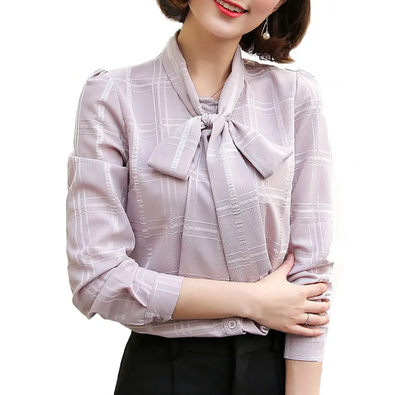 Blusas Top Invierno En V Casual Las Caliente Tee Gasa E De Otoño Dobladillo Cuello Camisa 2019 rosado Cuadros blanco Volocean Kimono rojo Blusa Mujeres Caqui 6qR7z