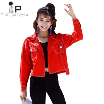 

Harajuku Spring Denim Jacket Women 2020 New Female Plus size Casual Short Jeans Jacket Women Korean style Red Basics Female Coat