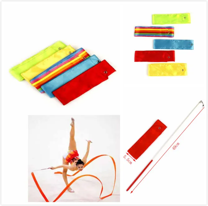

1PC Colorful 6m Gym Ribbon Dance Ribbon Stick Art Rhythmic Gymnastics Ballet Streamer Twirling Rod Stick For Gym Training