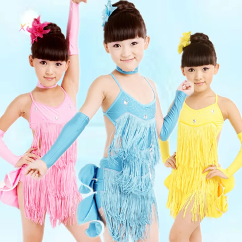 

Tassel Sexy Child Latin Dance Dress Girl Modern Salsa Dance Dress for Stage Performance Ballroom Dress Kid Latin Dace Costume 89