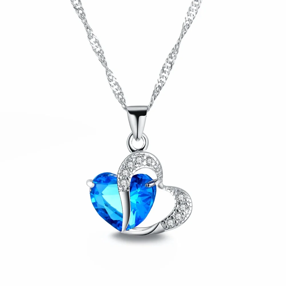 6 цветов/хрустальное ожерелье в форме сердца, циркониевое ожерелье с подвеской, женский подарок