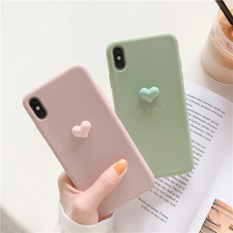 Милый карамельный цвет 3D Love Hearts чехол для телефона для iphone X XR XSMAX чехол Ретро Задняя накладка для iphone 6 7 8 Plus Мягкий ТПУ чехол