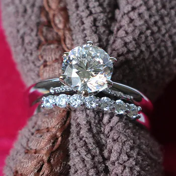 

Luxury Quality Real 18K 750 White Gold Ring Set T-brand 1.5Ct Main Stone Fine Diamond jewelry Brilliant Valentine Gift