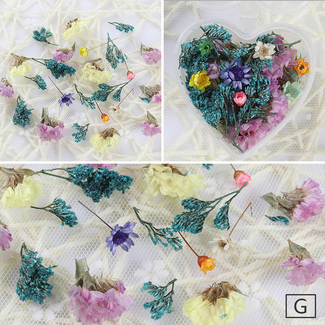 3D Nail Art Decoration Mixed Dried Flowers Preserved Flower With Heart Shape Box DIY Tips Manicure Nail Art Decoration