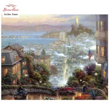 Золотое панно, сделай сам, полный, алмазная вышивка, фото на заказ, алмазная живопись, вышивка крестиком, 3D, Алмазная мозаика, Ночной пейзаж, Рождество 07