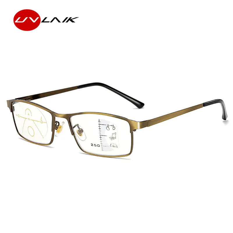 Koop Uvlaik Progressieve Multifocale Leesbril Mannen Aluminium Frame Meekleurende Brillen Vrouwen Anti Blauw Licht Bril