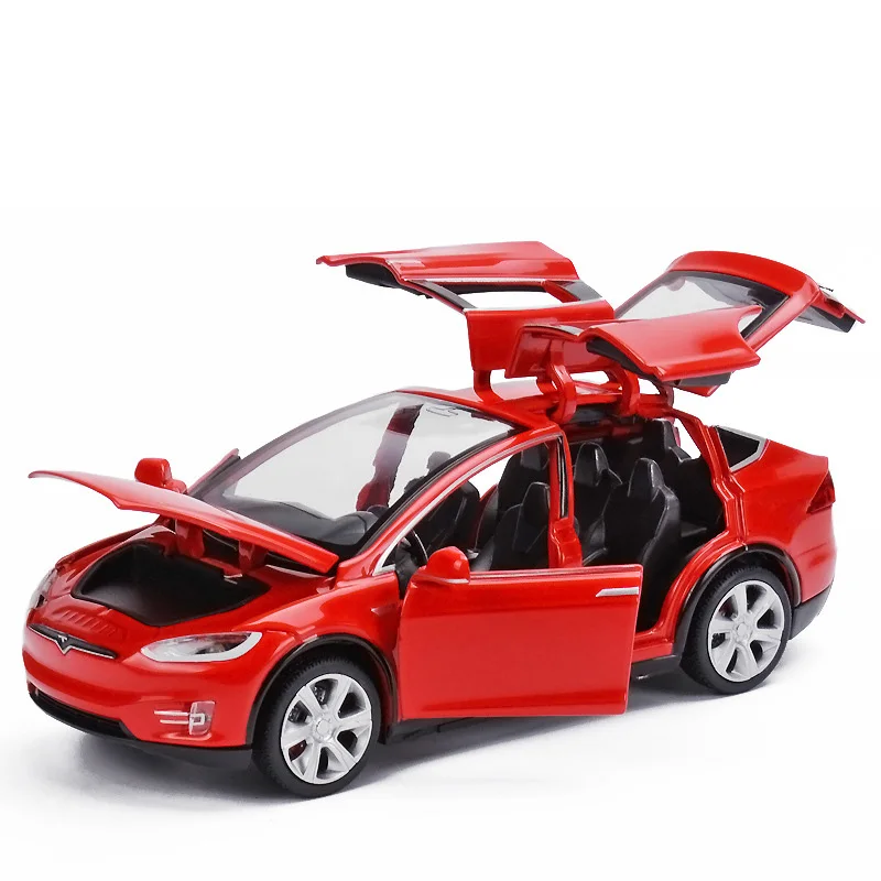 HOT 132 Tesla MODELX90 Car Models With Sound Light Pull Back Kids Toys brinquedos Gifts White
