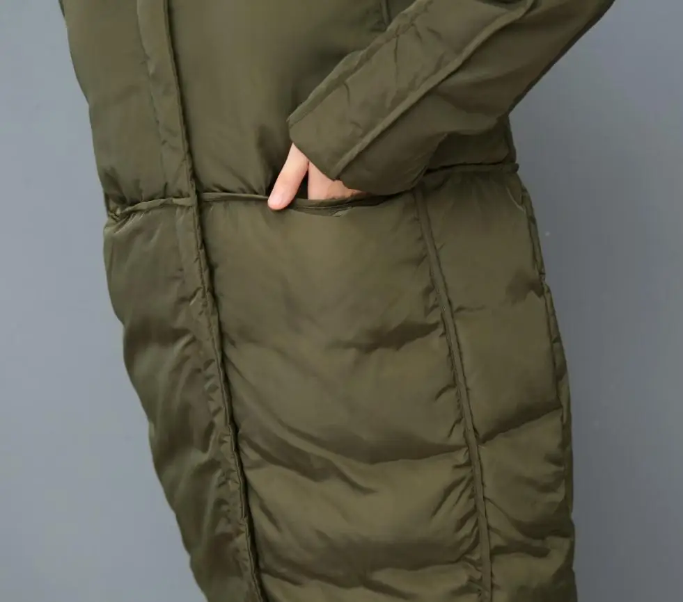 Зимняя новая модная брендовая стеганая теплая куртка с капюшоном на 90% утином пуху, Женская Длинная толстая пуховая куртка с наполнителем wj1166