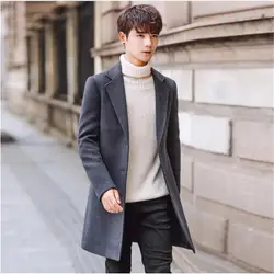 2019 новый длинный шерстяной Тренч Для мужчин бурелом Зимние Модные мужские пальто Качественные теплые Тренч мужской куртки размер M-5XL