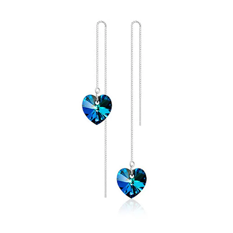 

Fashion Crystal Water Drop Earrings for Women Wedding Ocean Heart Long Tassel Dangle Earring Bar Statement Jewelry