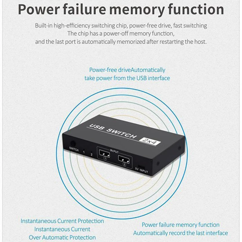 Usb-переключатель 2X4 4 Usb порта функция памяти Usb 5 В 2,0 Обмен 4 устройства для принтера клавиатура мышь монитор селектор