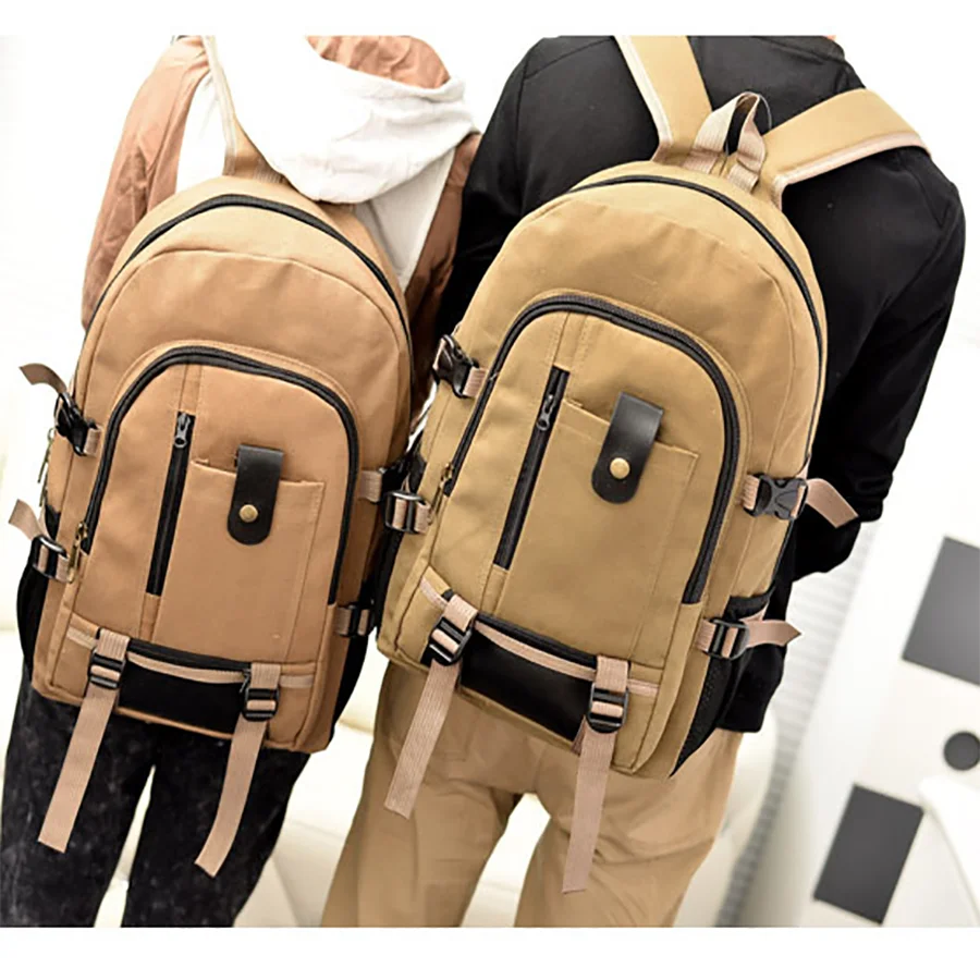 

Vintage Unisex Climbing Outdoor Hiking Camping Backpacks Fashion Canvas Schoolbags Laptop Backpack Men Large-capcity Travel Bags