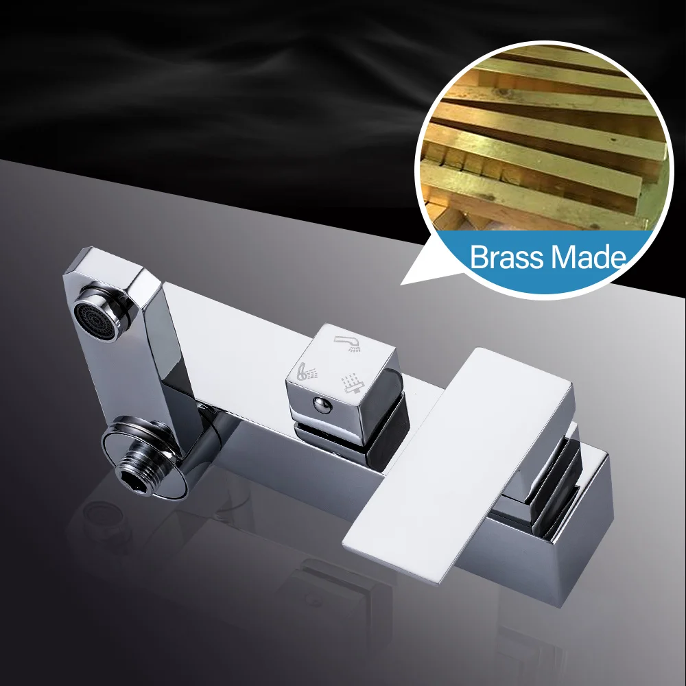 US $50.05 Bathroom 3 Functions Chrome Shower Faucet 360 Degree Rotating Rain ShowerHead Faucet replacement Cold And Hot Shower Mixer Tap